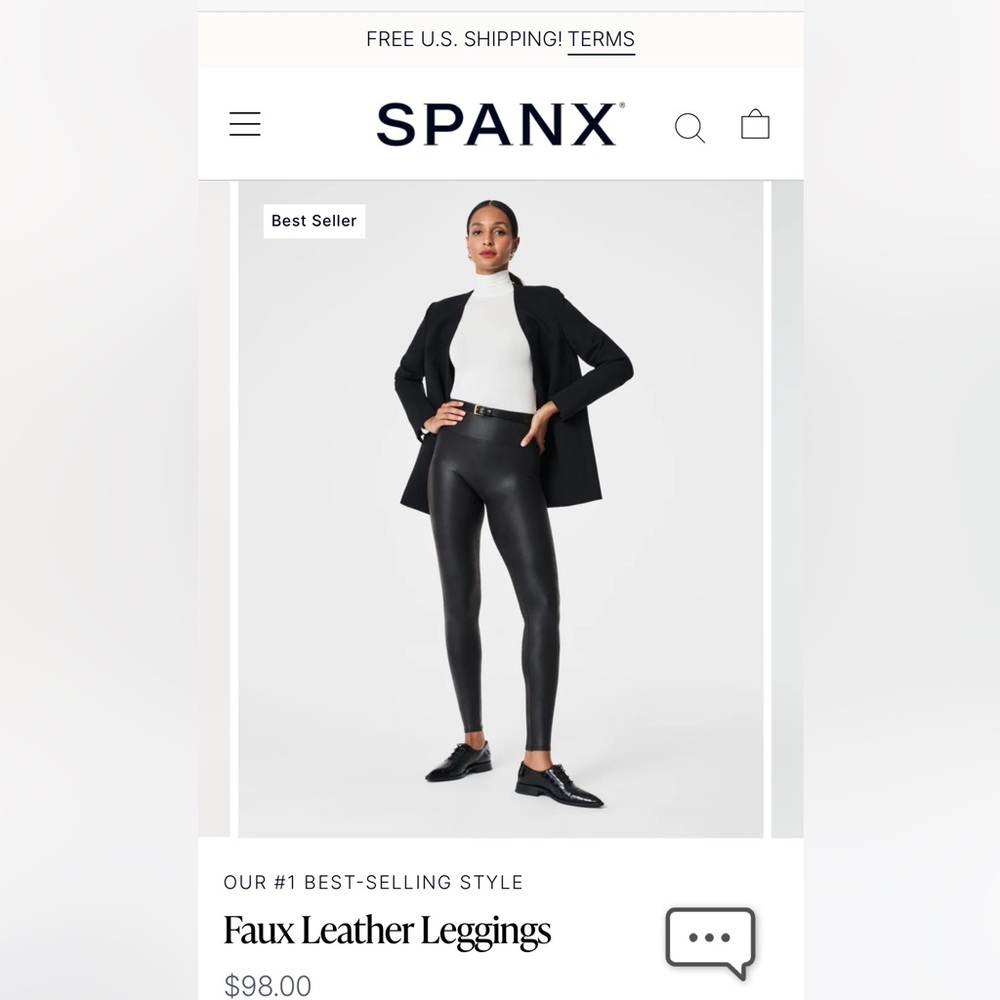 NWT Spanx faux leather leggings black size small petite